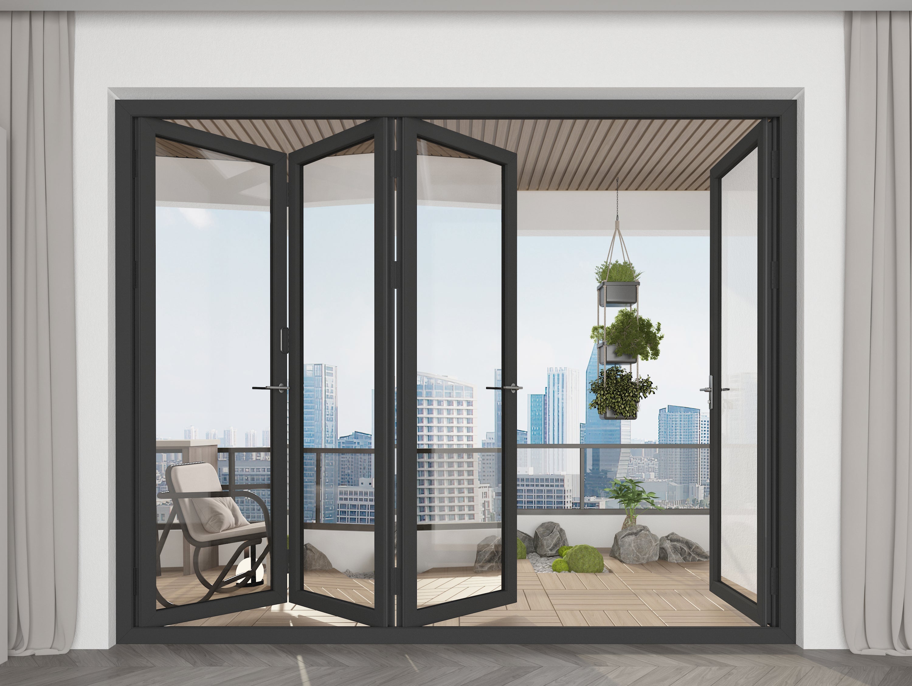 Aluminum Folding Door 120" x 80" Black