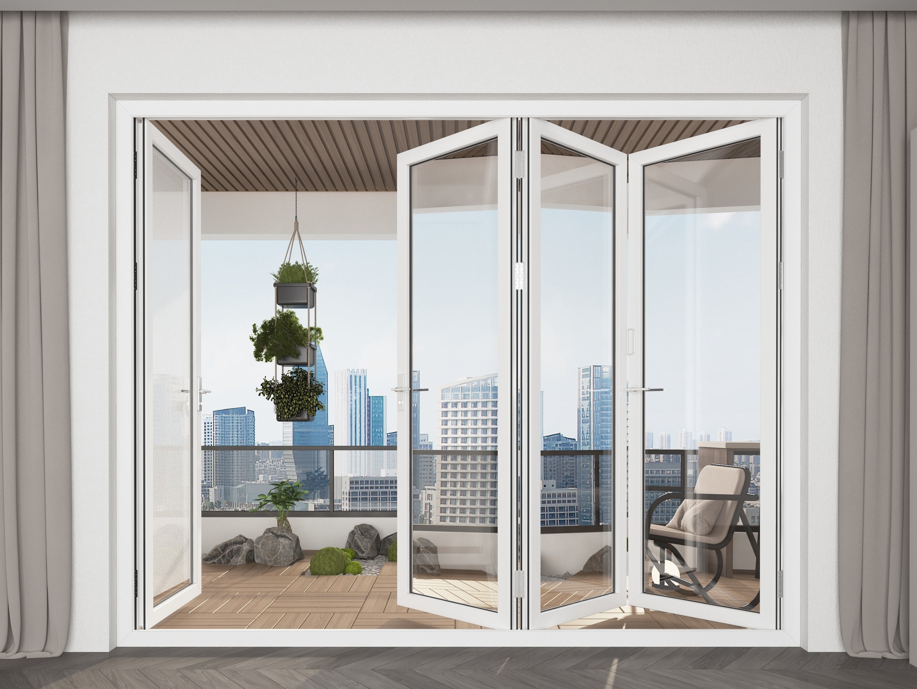 Aluminum Folding Door 120" x 80" 4 Panels