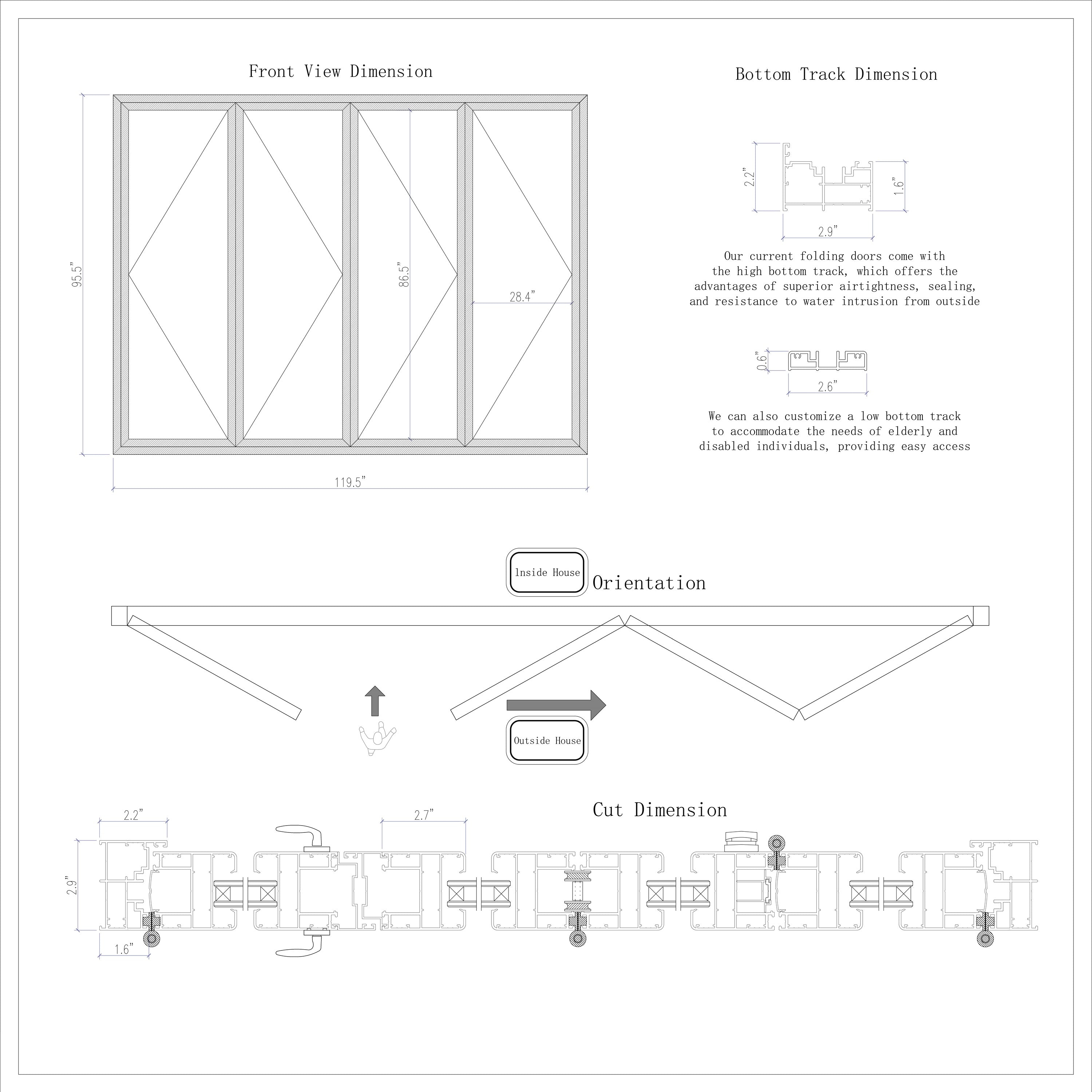 Aluminum Folding Door 120"x96"