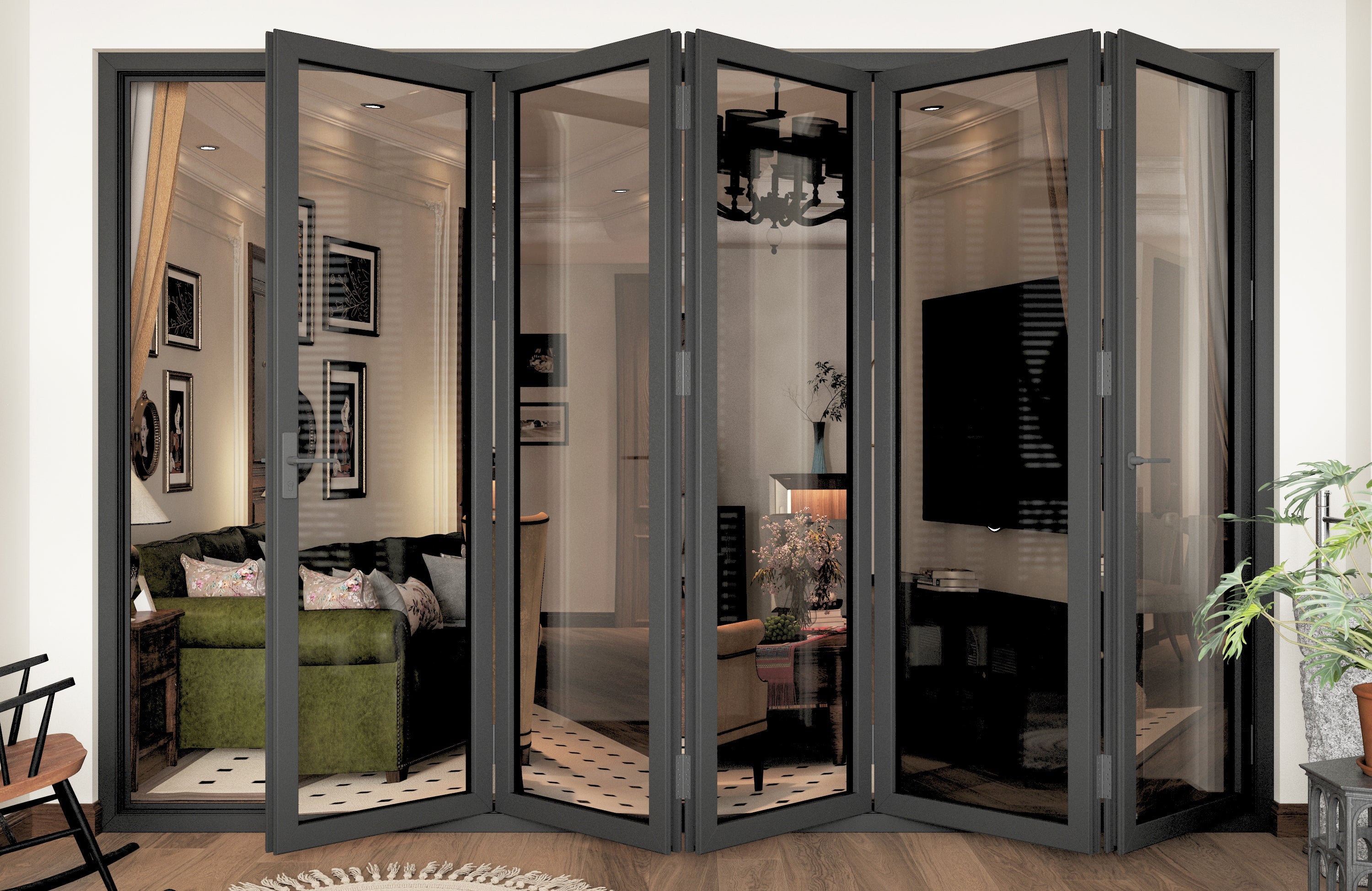 Aluminum Folding Door Black 144