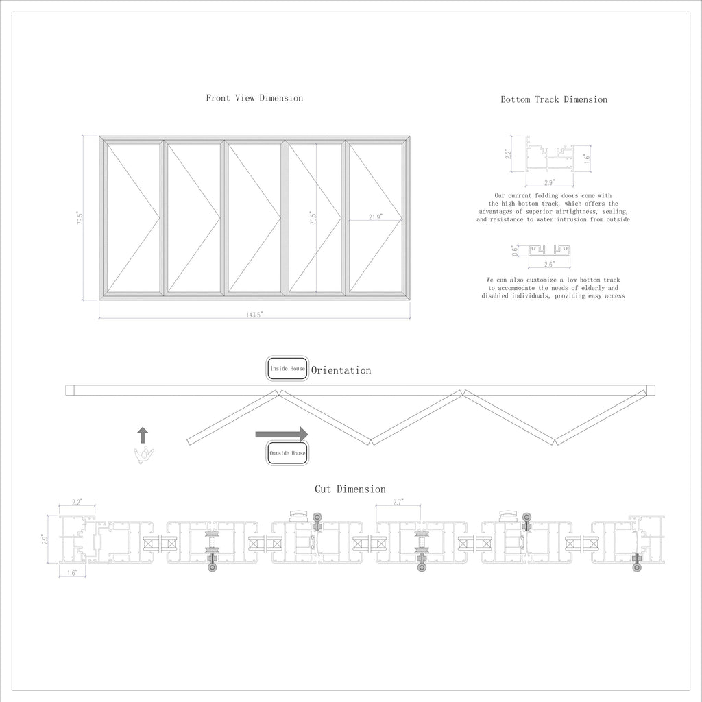 Aluminum Folding Door Black 144