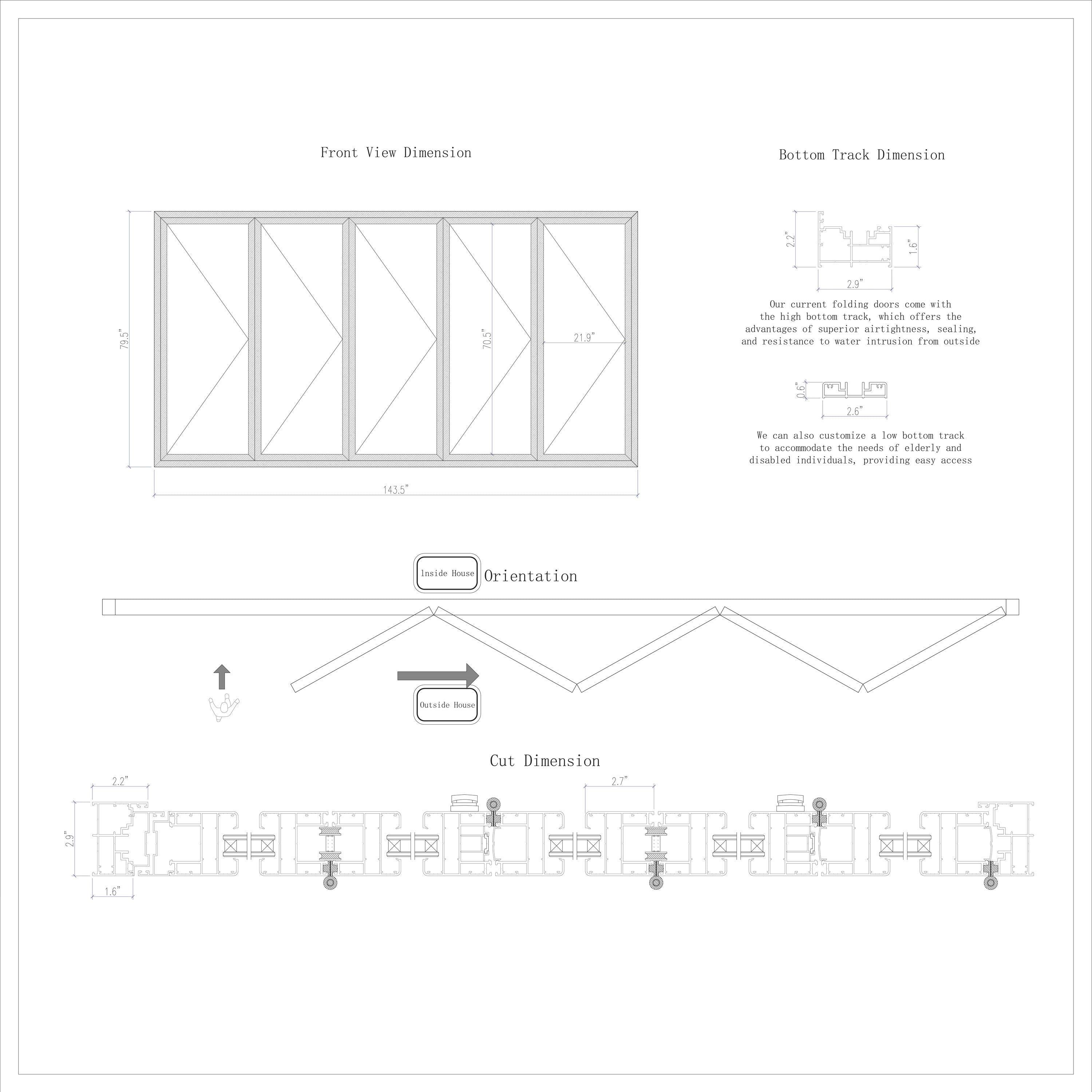 Aluminum Folding Door Black 144