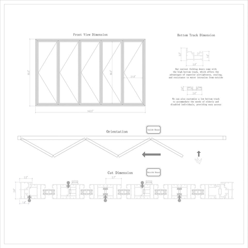 Aluminum Folding Door 144" x 96"