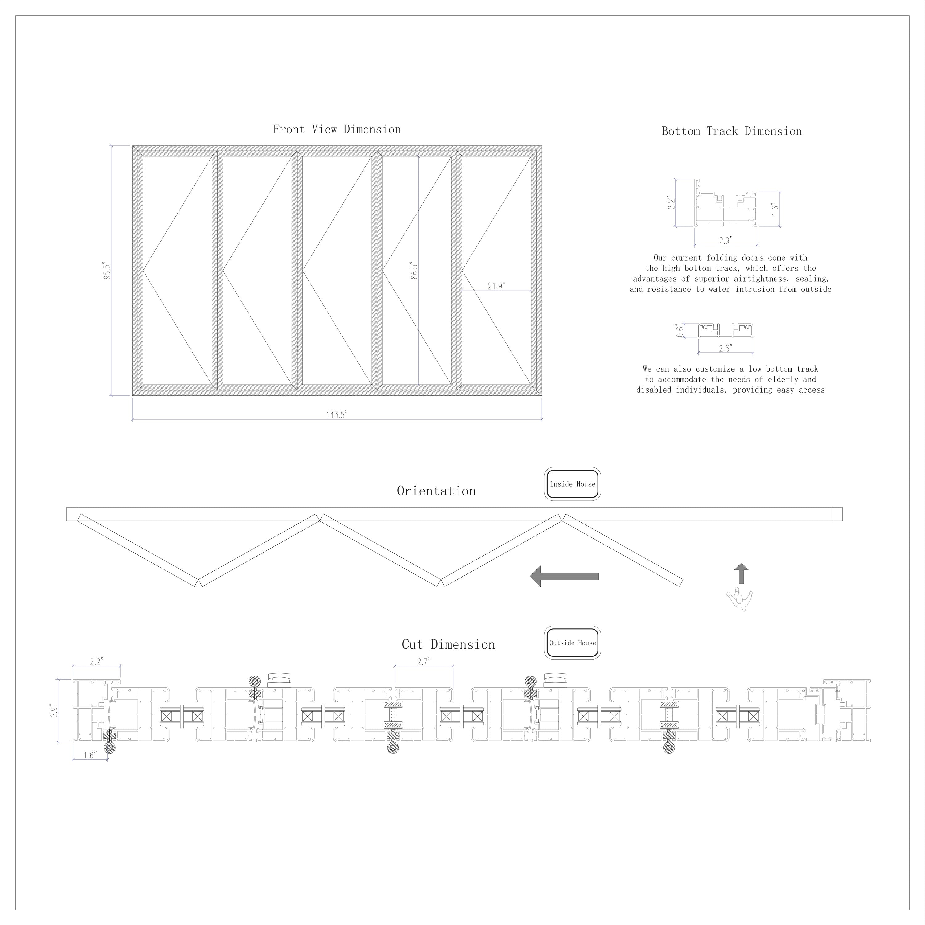 Aluminum Folding Door 144" x 96"