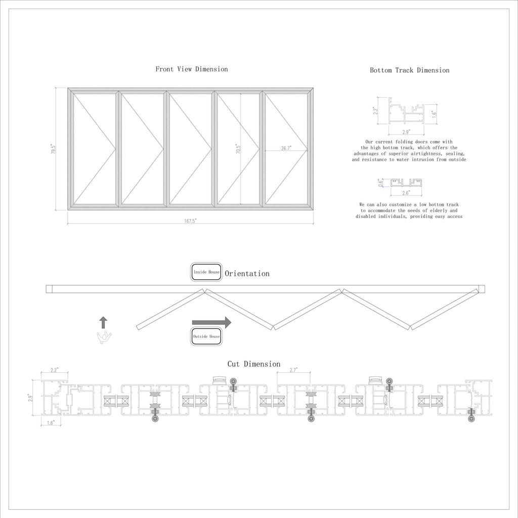 Aluminum Folding Door Black 168" x 80"