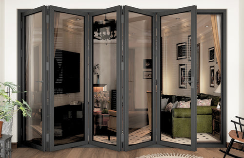 5 Panel Black Aluminum Folding Door