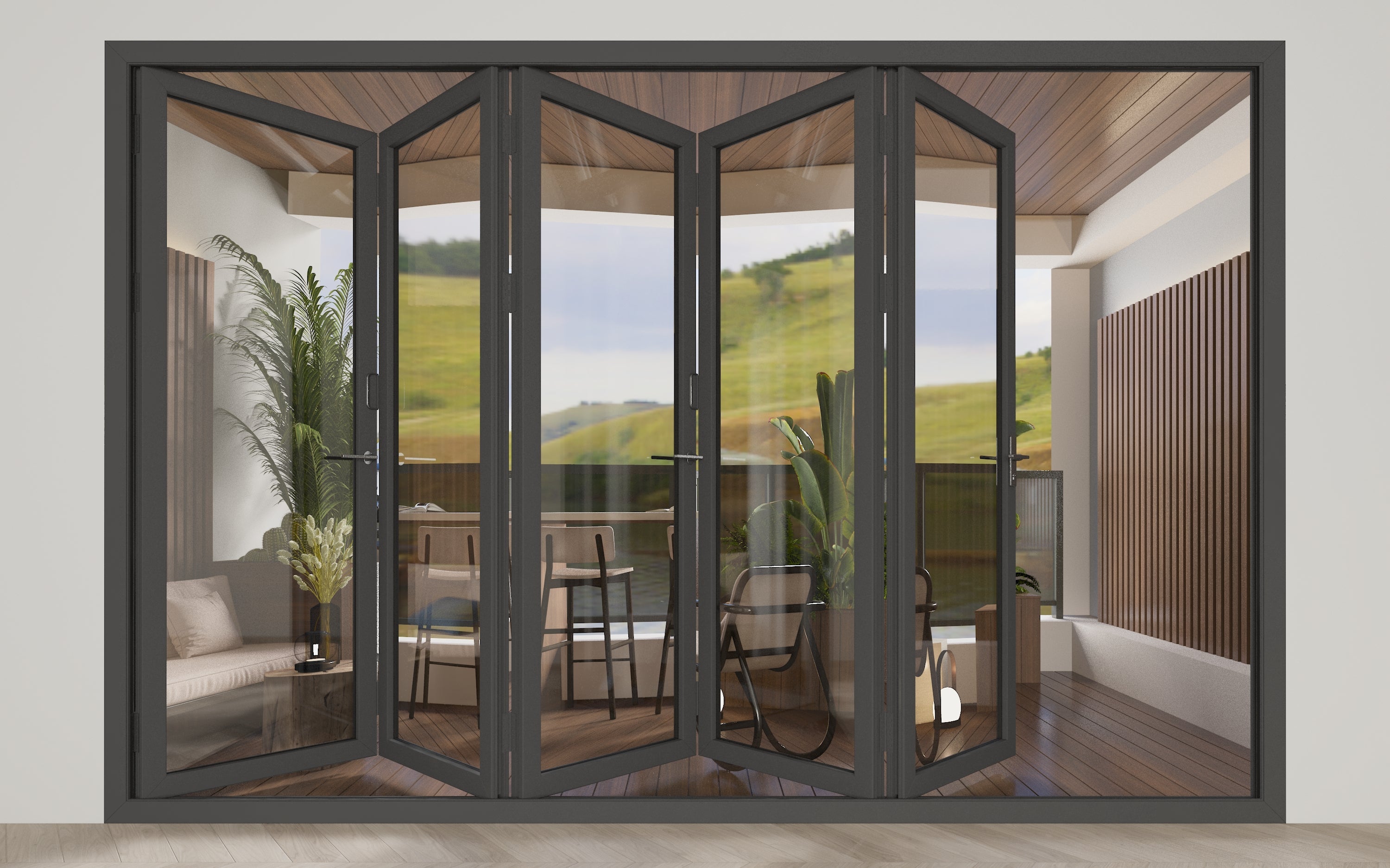 168" x 96" Black Aluminum Folding Door