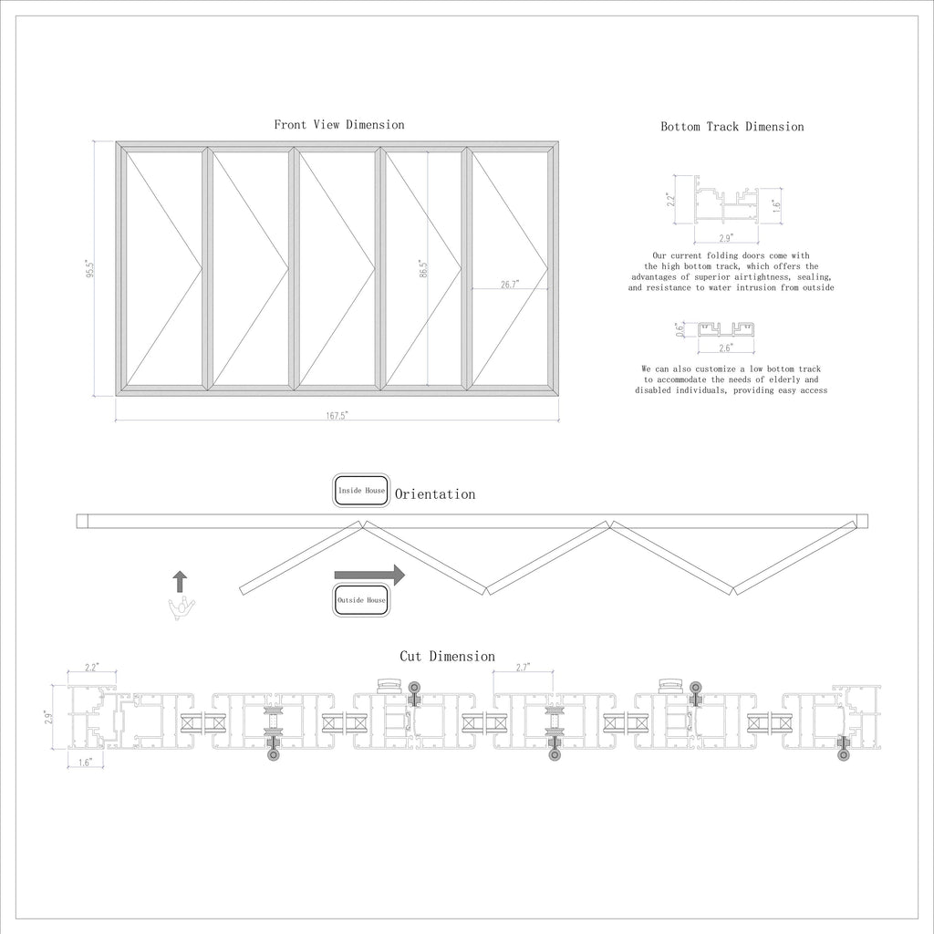 168" x 96" Black Aluminum Folding Door