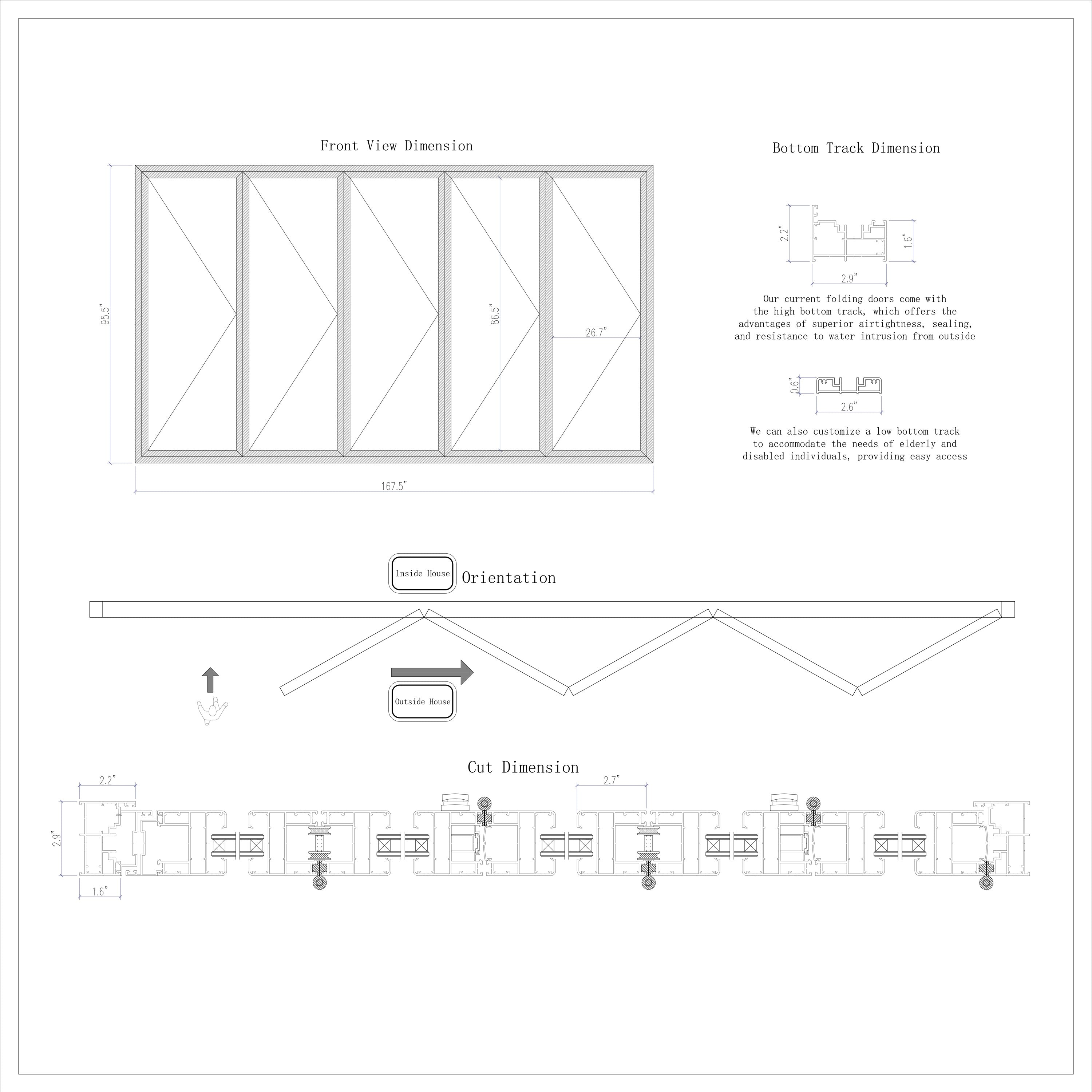 168" x 96" Black Aluminum Folding Door