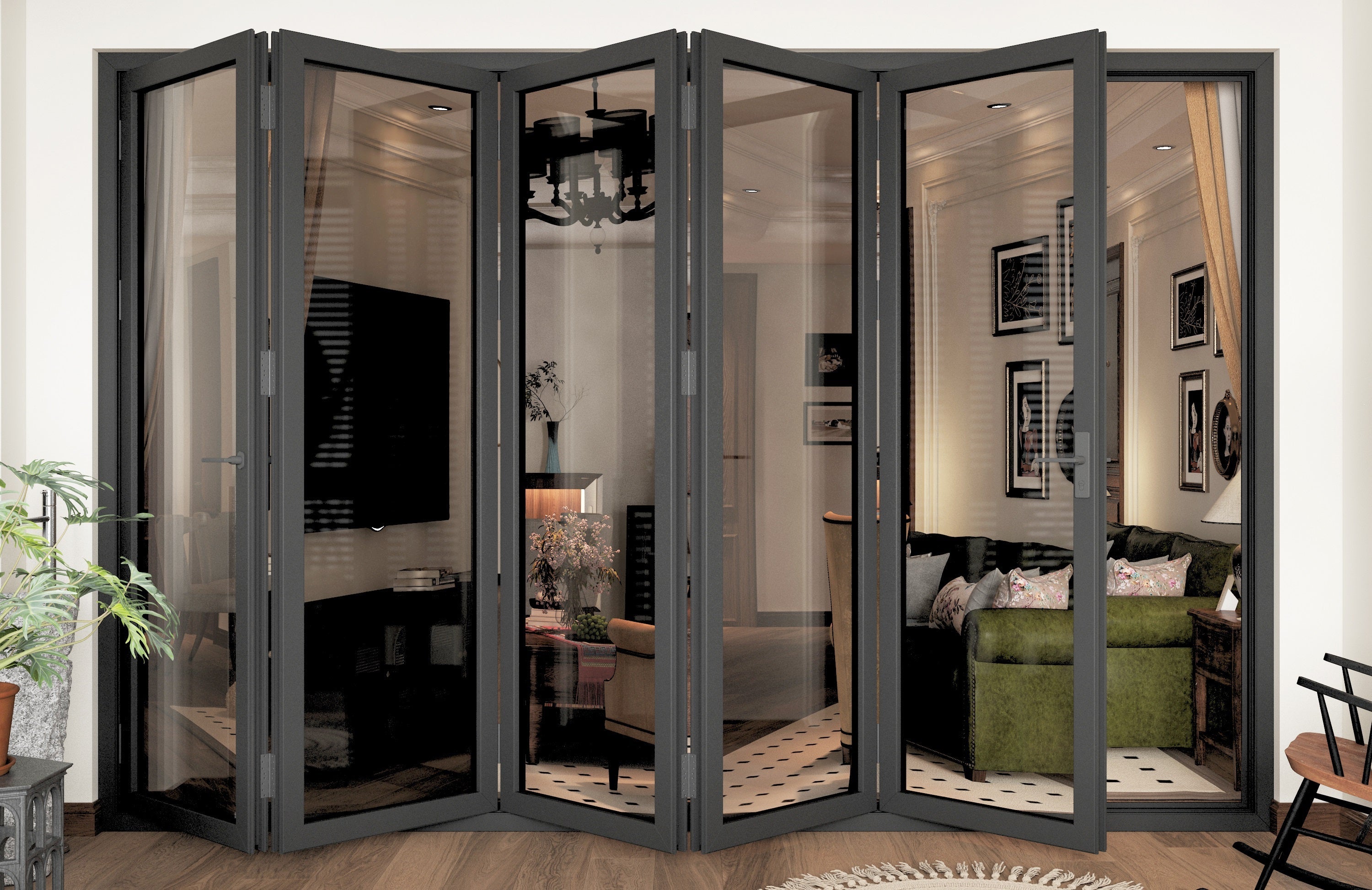 Black Aluminum Folding Door