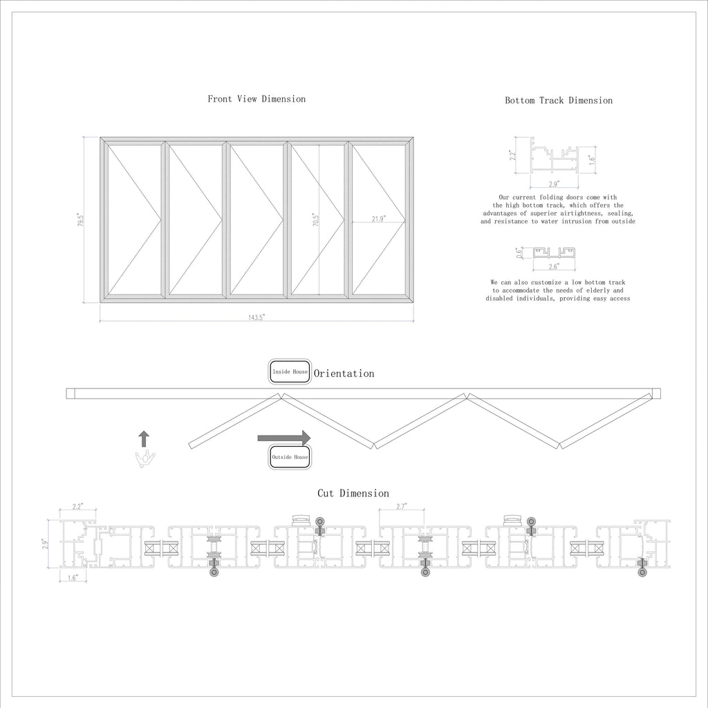 White Aluminum 5-Panel Folding Door