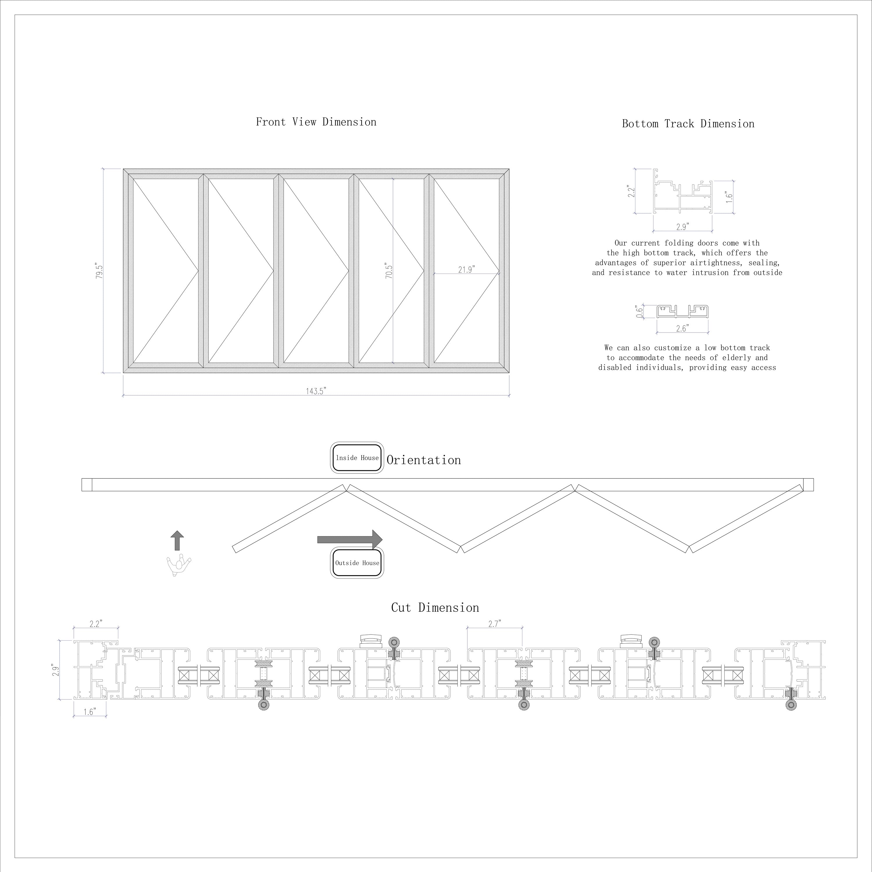 White Aluminum 5-Panel Folding Door