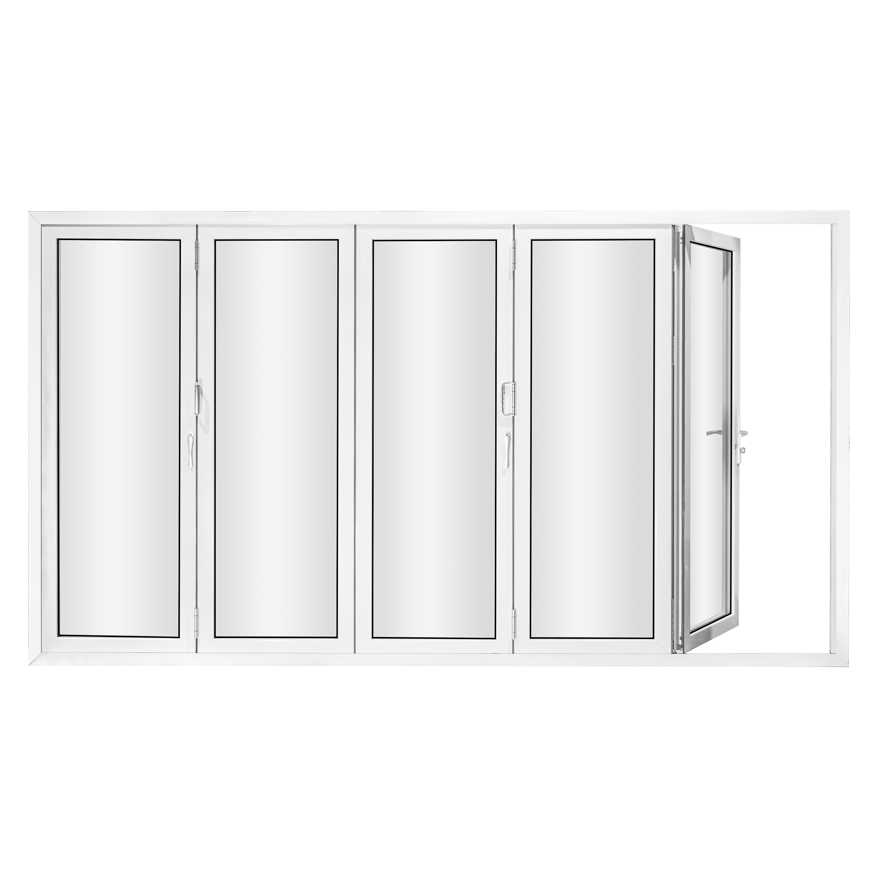 White Aluminum 5 Panels Folding Door