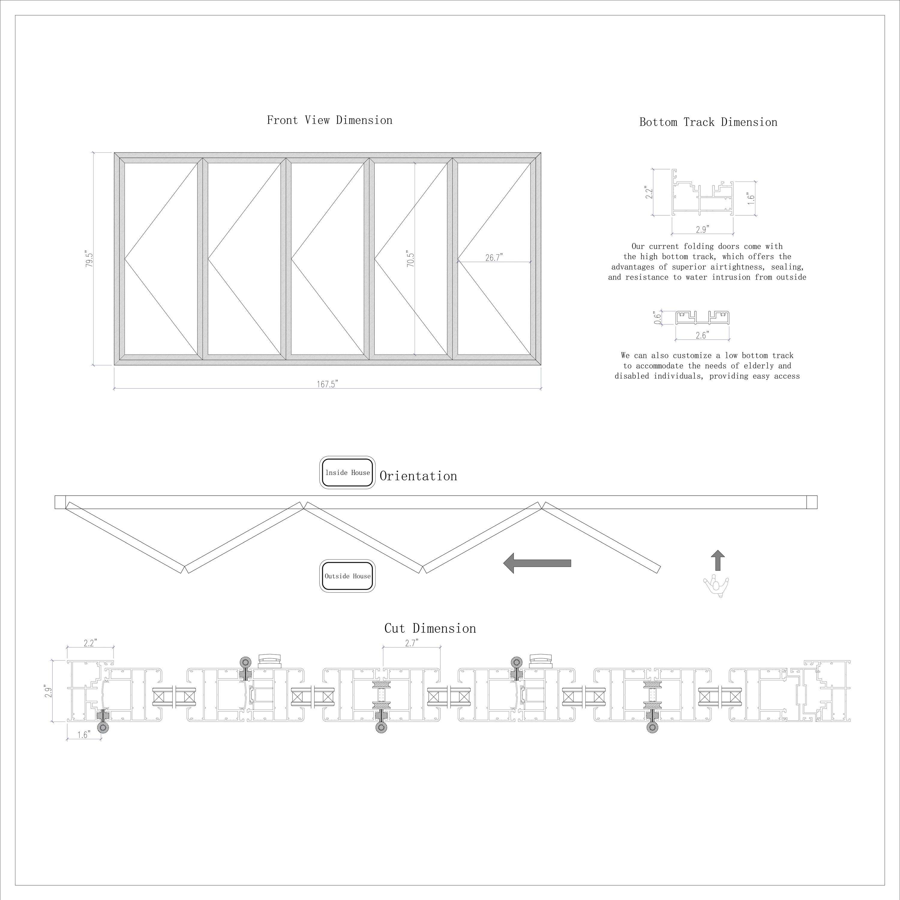 White Aluminum Folding Door 168" x 80"