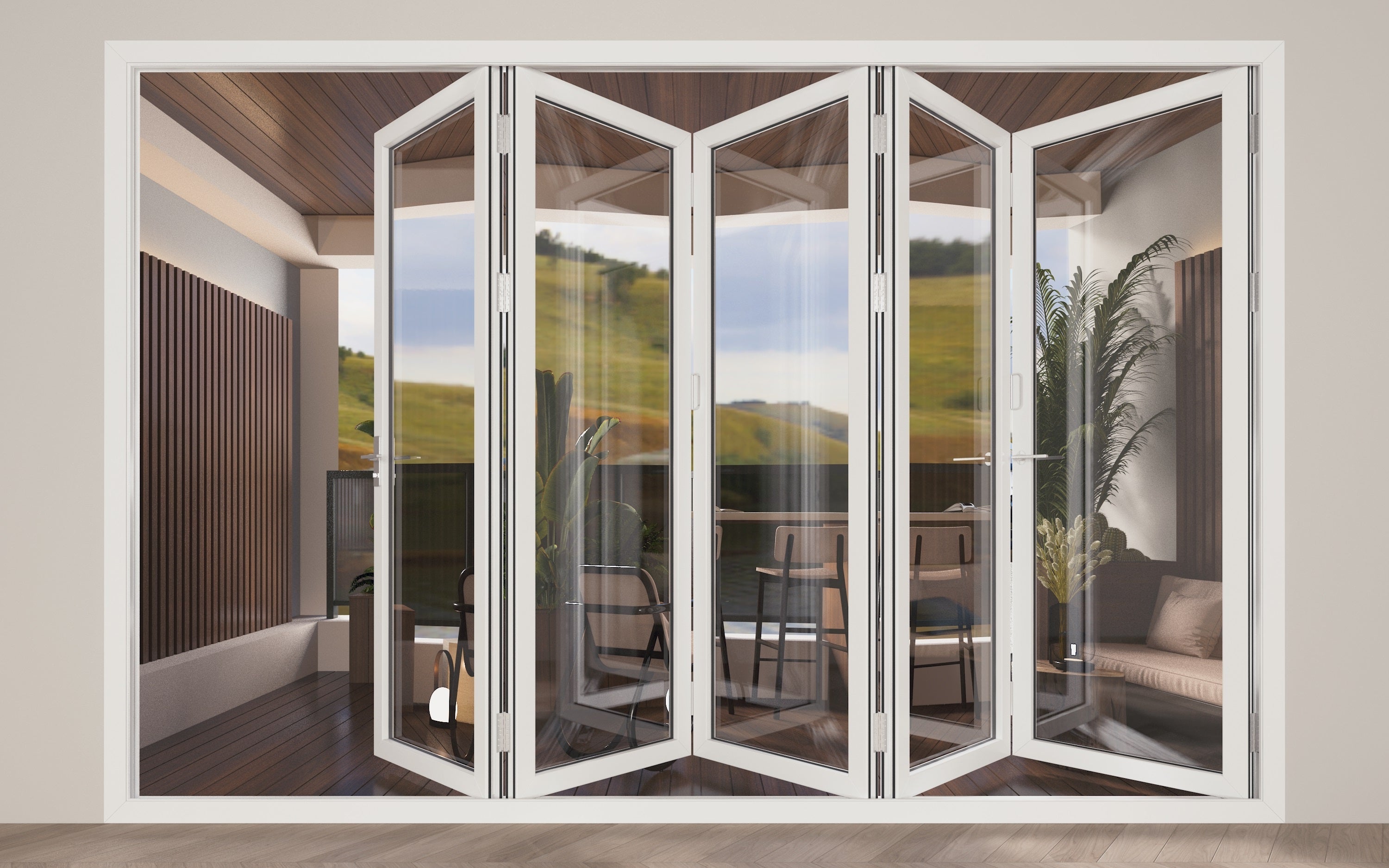 168"x96" White Aluminum Folding Door