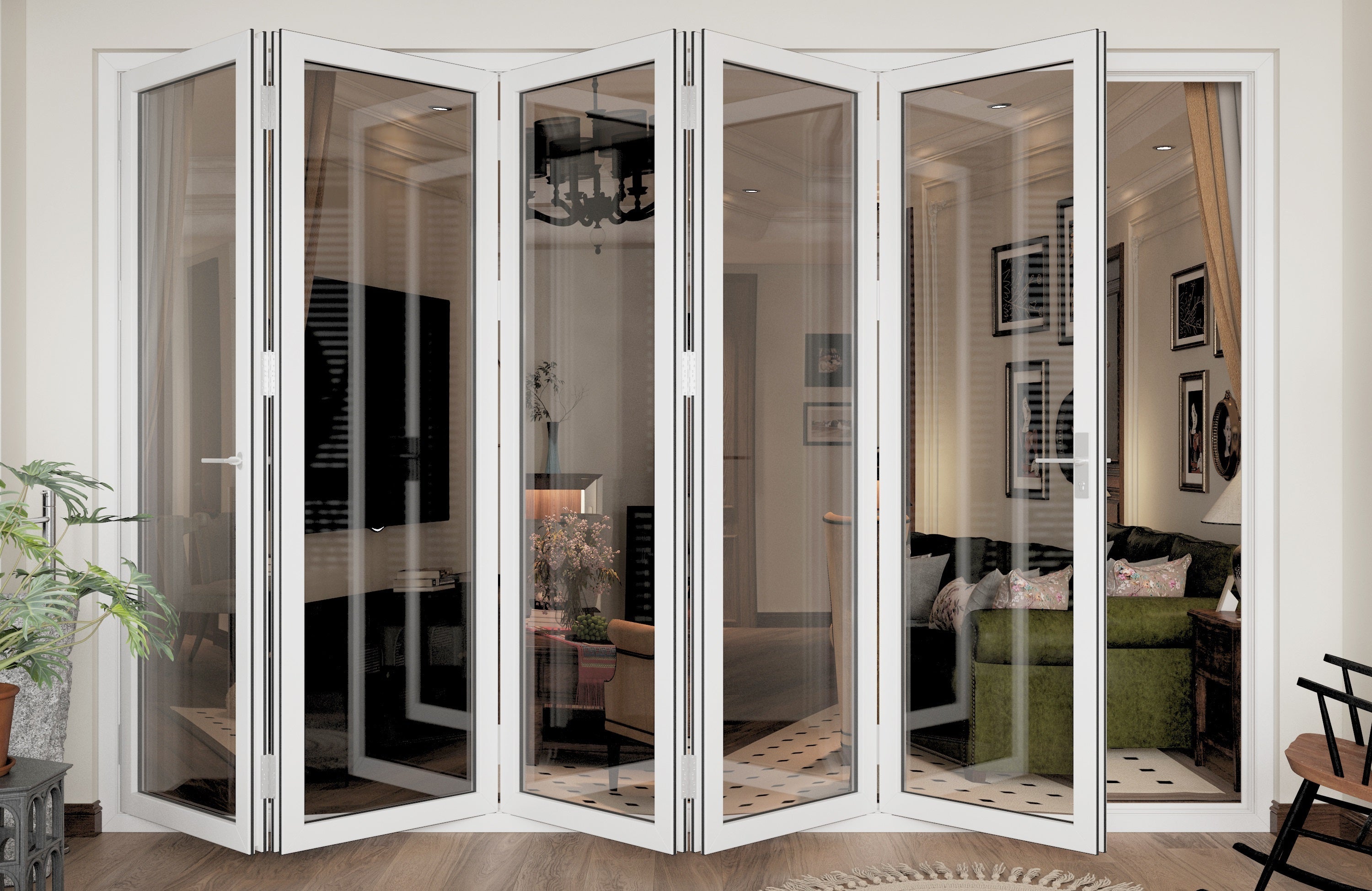 168"x96" White Aluminum Folding Door