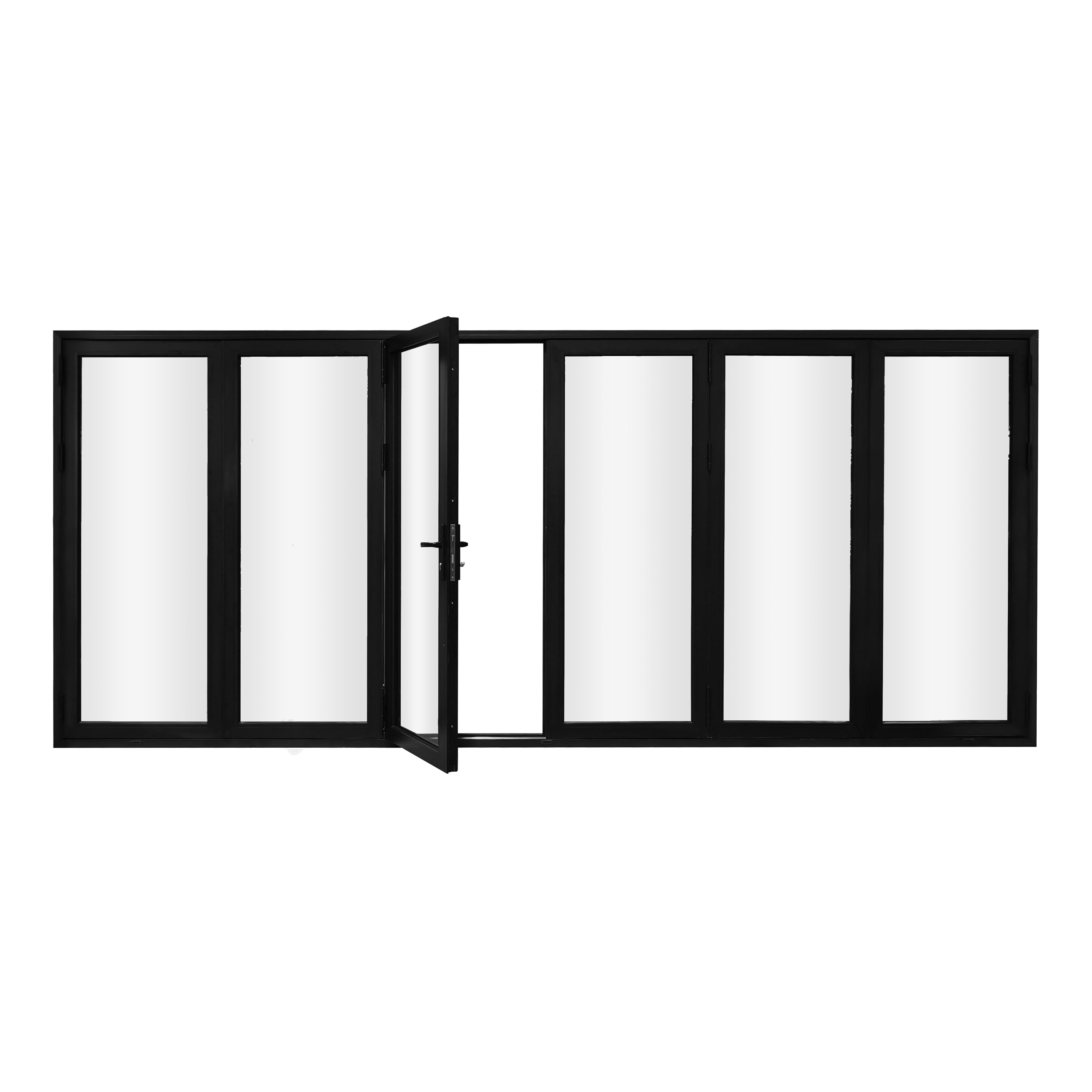 6 Panels Aluminum Folding Door Black