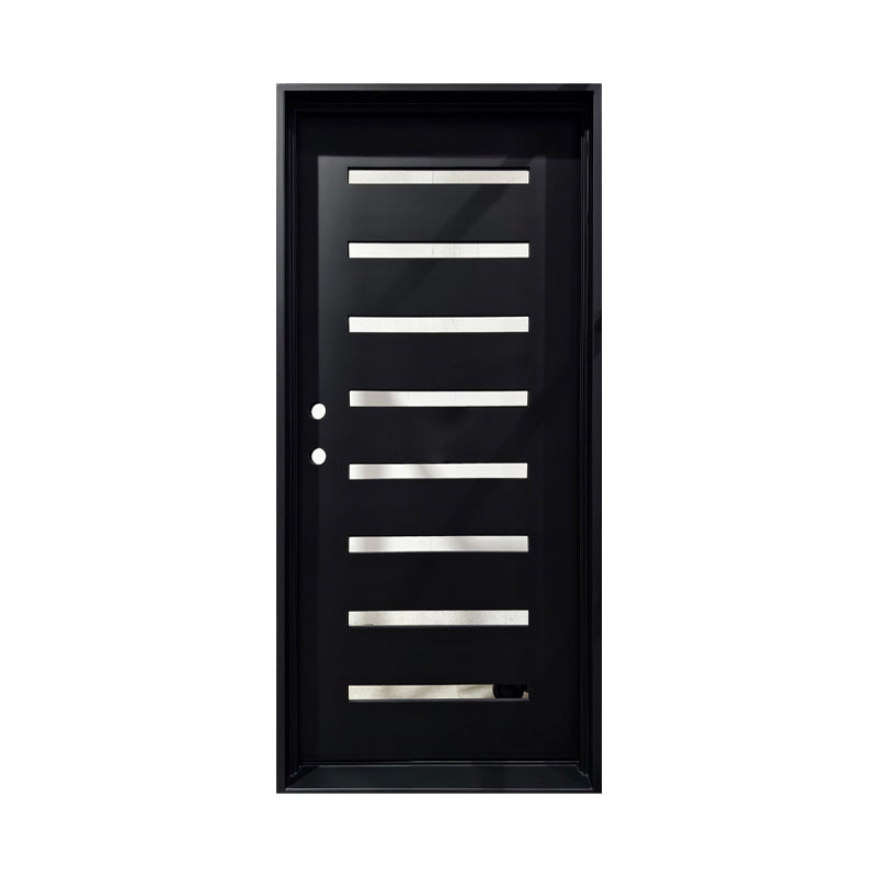 Modern Horizontal Panel Iron Entry Door