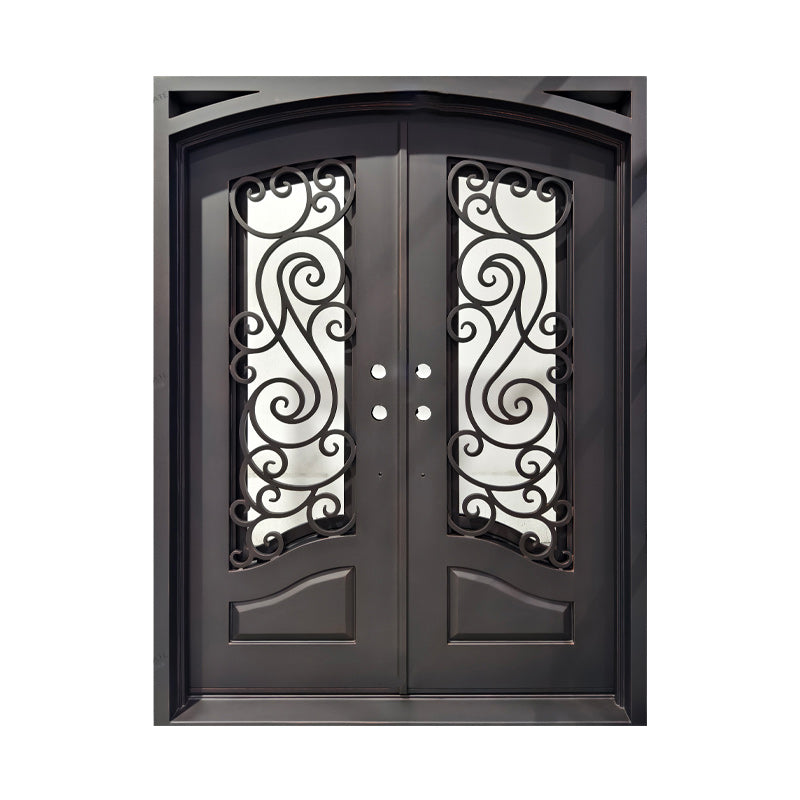 Model #C020 – Eyebrow Arch Iron Entry Door (Square Frame)