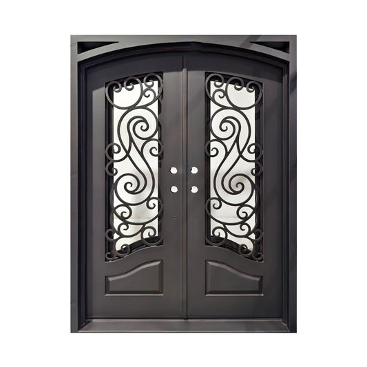 Model #C020 – Eyebrow Arch Iron Entry Door (Square Frame)