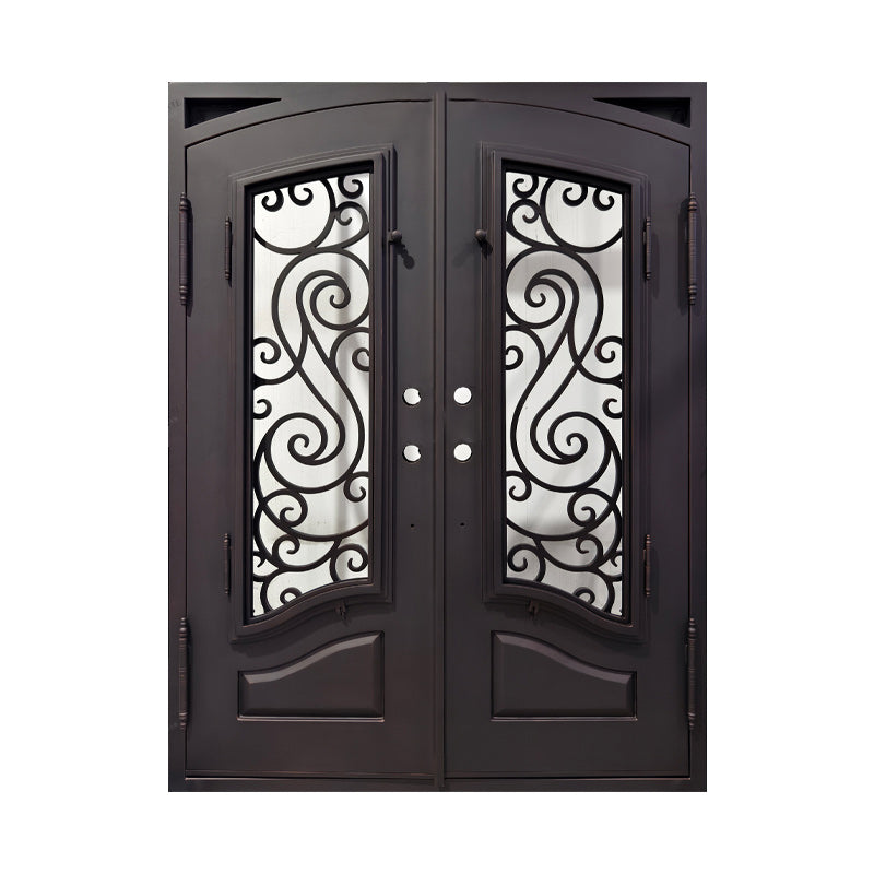 Model #C020 – Eyebrow Arch Iron Entry Door (Square Frame)