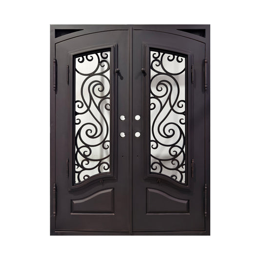 Model #C020 – Eyebrow Arch Iron Entry Door (Square Frame)