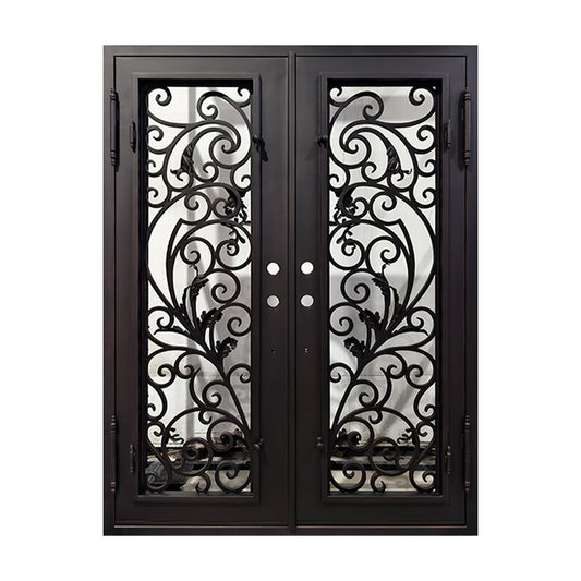 Ornate Scrollwork Double Iron Entry Door C24