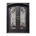 Model #C025 – Double Eyebrow Arch Iron Entry Door (Square Frame) Left Hand Swing