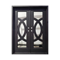 Model #C030 – Modern Full Lite Frosted Glass Iron Entry Door Right Hand Swing