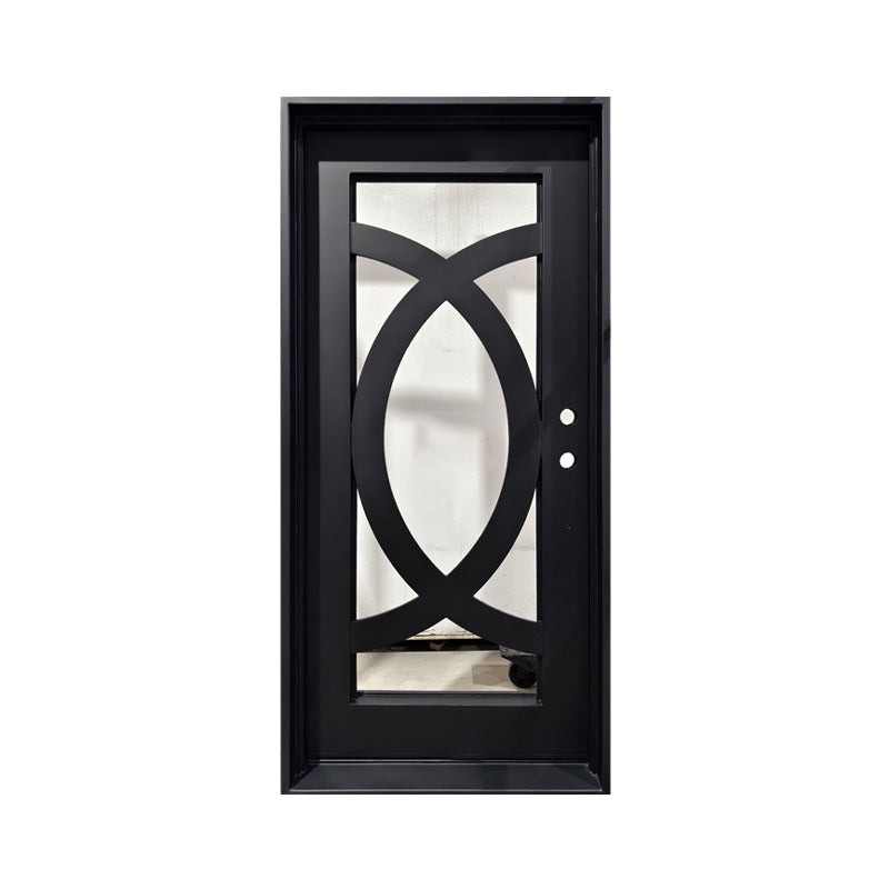 Model #C007 – Modern Iron Entry Door with Geometric Design FREE LOCKSET INCLUIDED