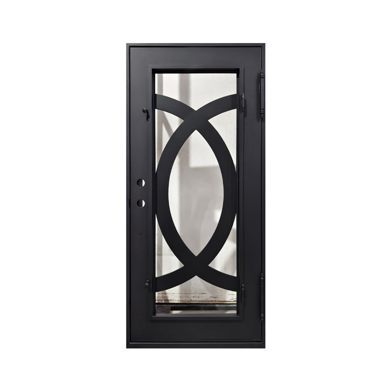 Model #C007 – Modern Iron Entry Door with Geometric Design FREE LOCKSET INCLUIDED