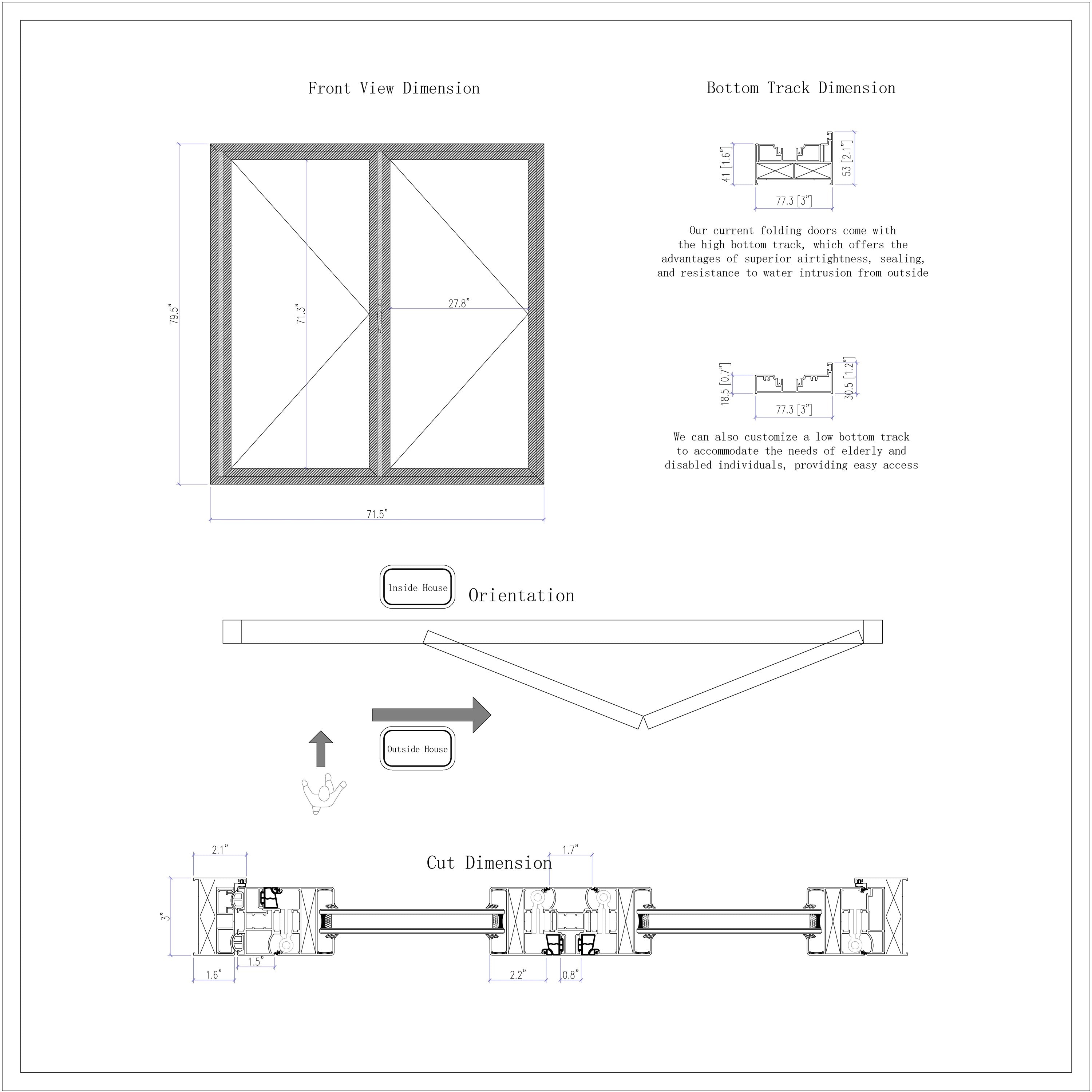 72" Black Aluminum Folding Door