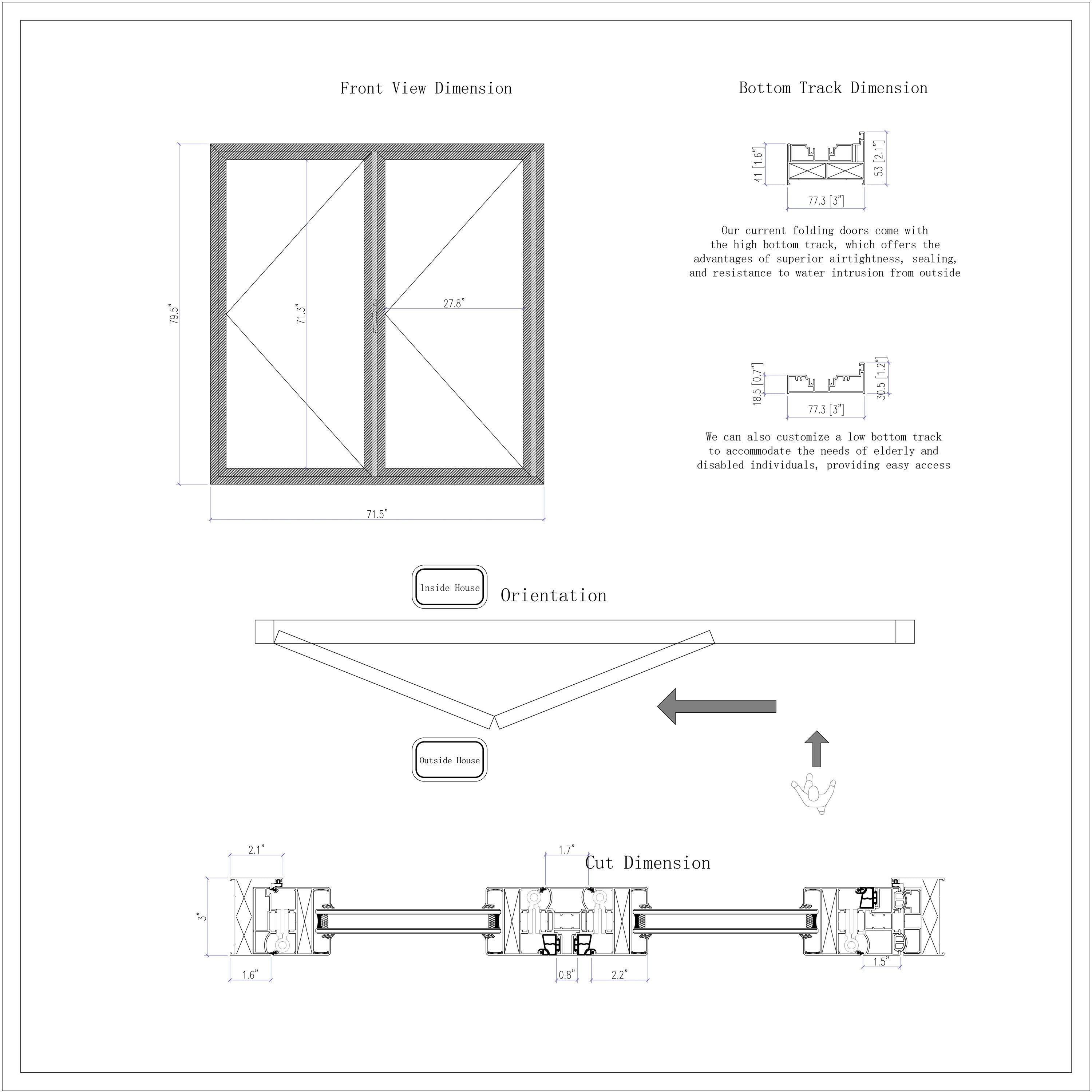 72" Black Aluminum Folding Door