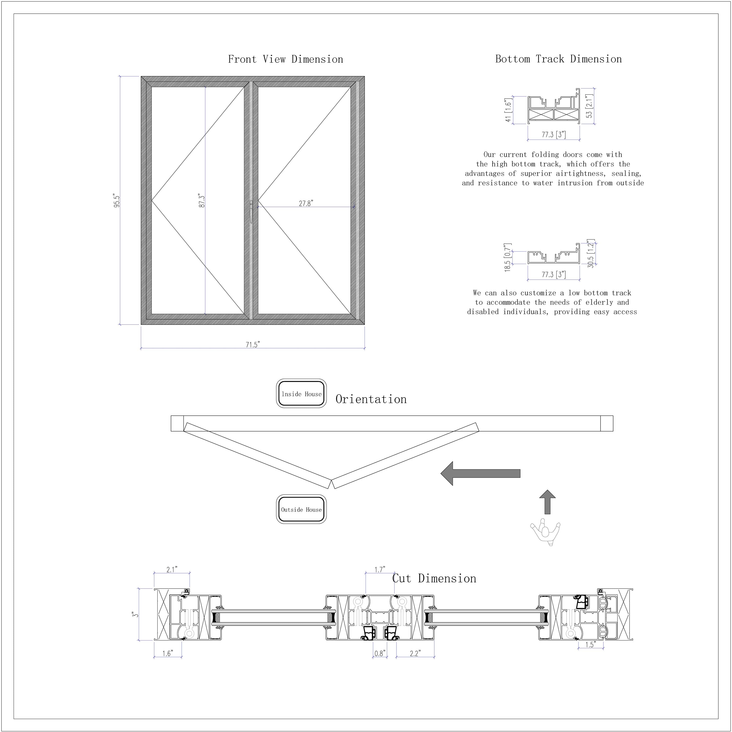 Aluminum Folding Door 72" x 96"