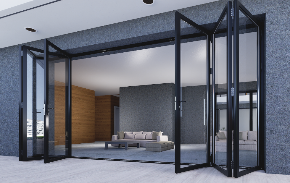 6 Panels Aluminum Folding Door Black