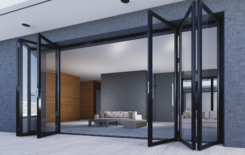 6 Panels Aluminum Folding Door Black